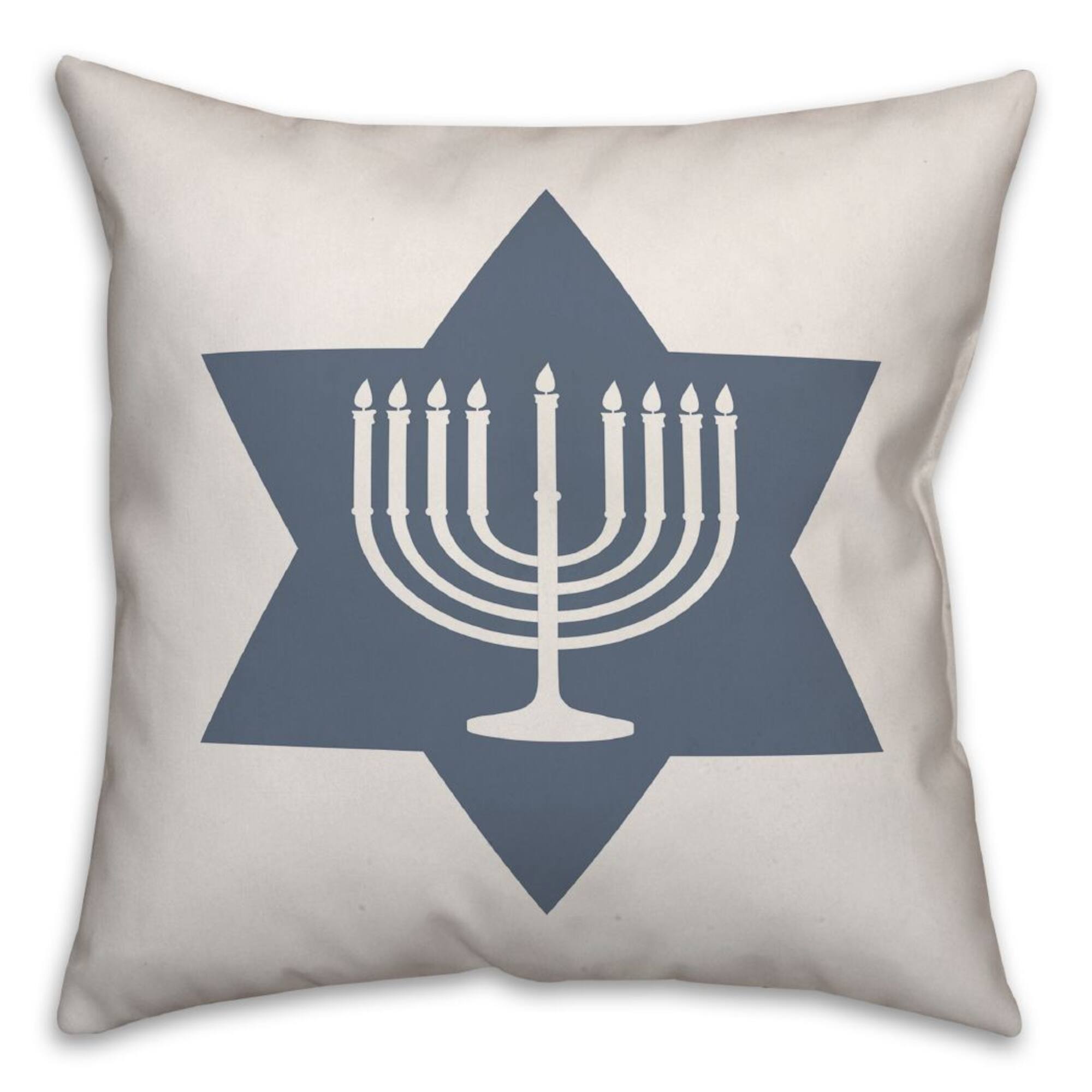 Simple Star of David Menorah 18x18 Spun Poly Pillow